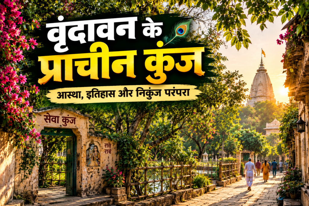 वृंदावन के प्राचीन कुंज और निकुंज परंपरा को दर्शाता पुराना हरित धार्मिक परिसर