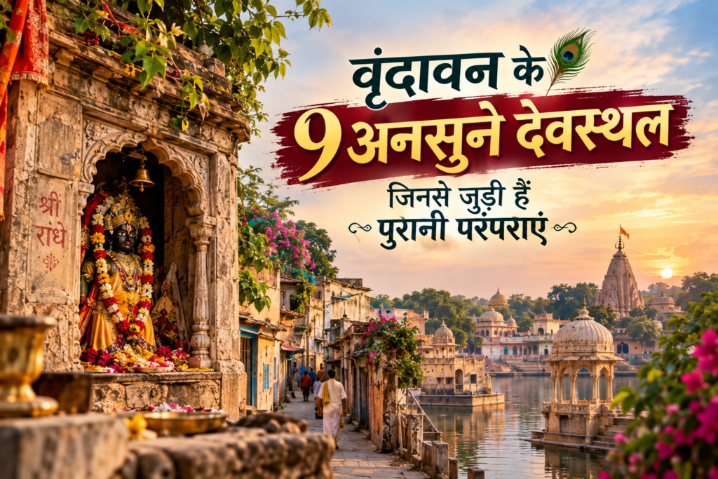 वृंदावन की पुरानी गली में स्थित कम चर्चित देवस्थल और स्थानीय धार्मिक वातावरण
