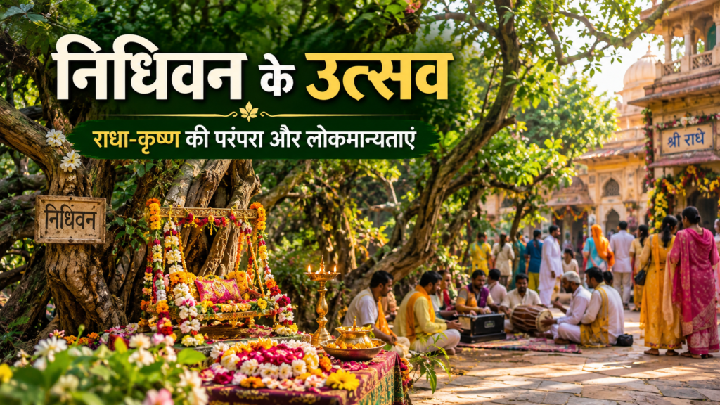निधिवन वृंदावन में धार्मिक उत्सव और राधा-कृष्ण परंपरा का दृश्य
