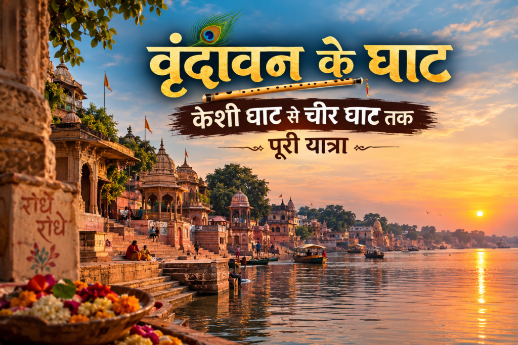 वृंदावन के केशी घाट और यमुना नदी का प्राचीन घाट दृश्य